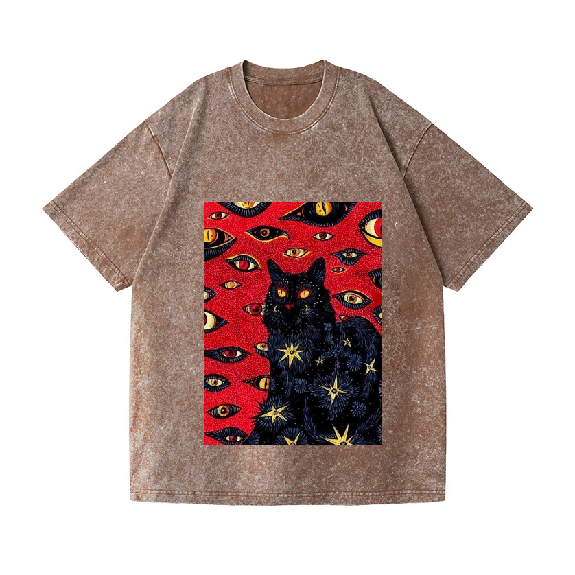 Cat Vintage Wash Japanese Design T-Shirt