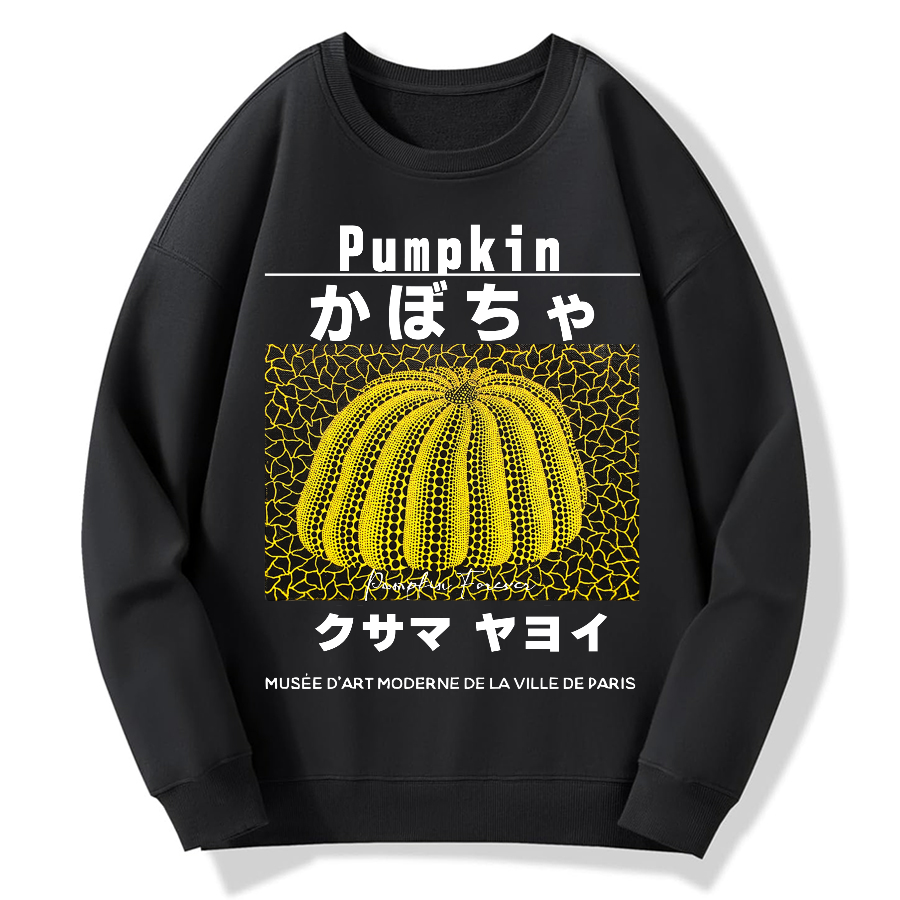 Japanese Yellow Punpkin Geek Cotton Sweatshirt