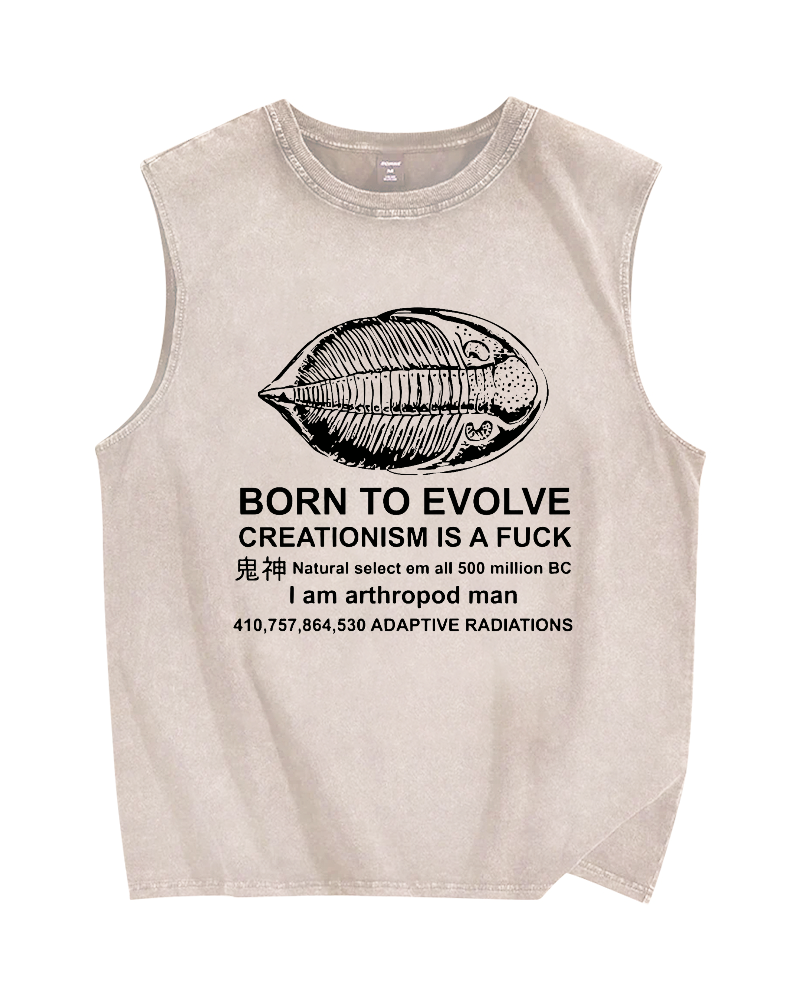Born to Evolve Vintage Distressed Washed Tank Top