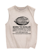 Born to Evolve Vintage Distressed Washed Tank Top