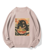 Hippo eating ramen Cotton Sweatshirt