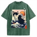 Kanagawa cat Vintage Washed T-shirt