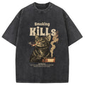 Smoking Mills Cat Meme Washed T-Shirt