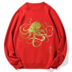 Japanese Octopus Geek Cotton Sweatshirt