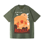 Duck Godzilla Vintage Wash Japanese Design T-Shirt