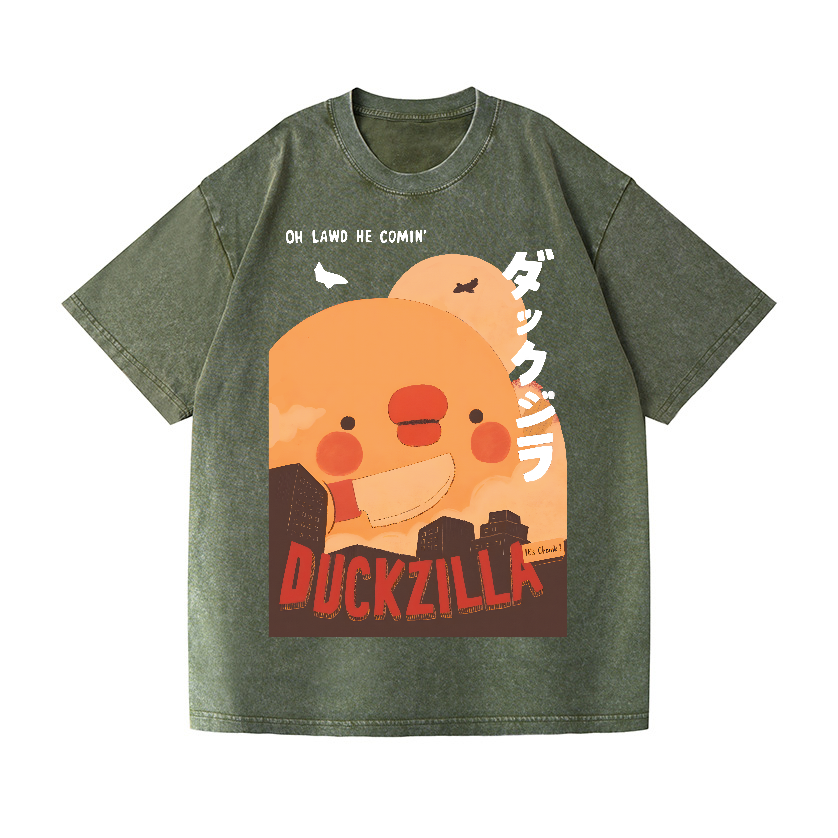 Duck Godzilla Vintage Wash Japanese Design T-Shirt