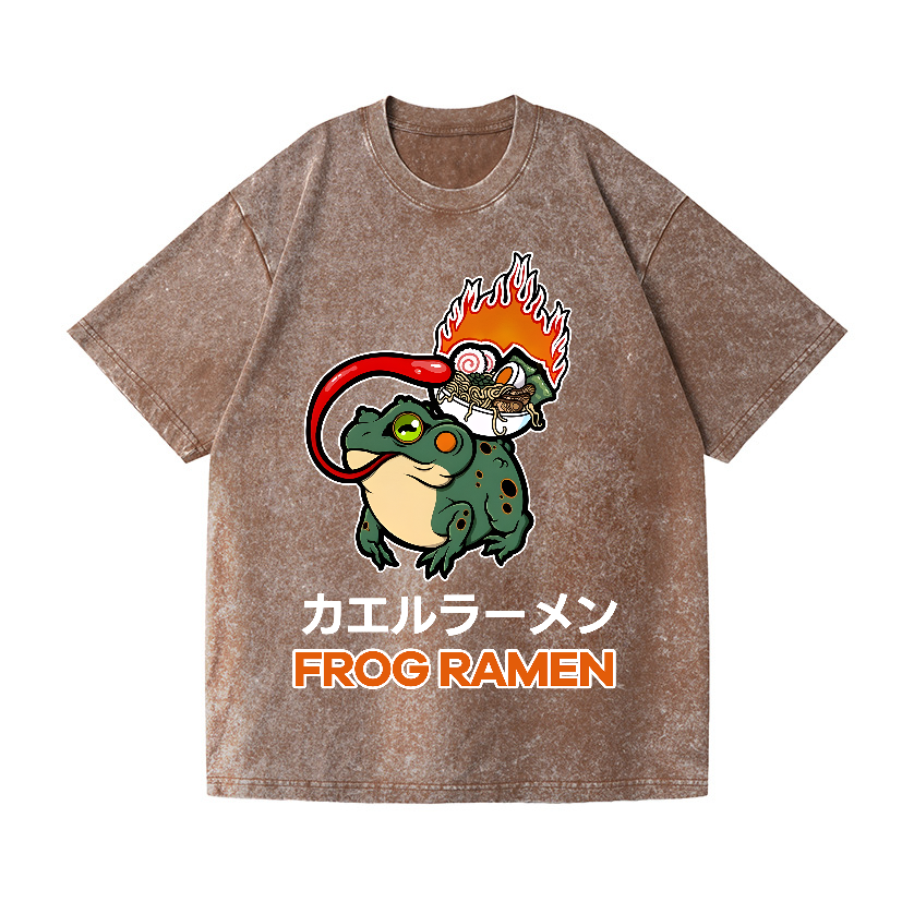 Frog Ramen Vintage Wash Japanese Design T-Shirt