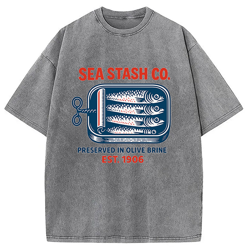 Funny Vintage Sardine Can Washed T-Shirt