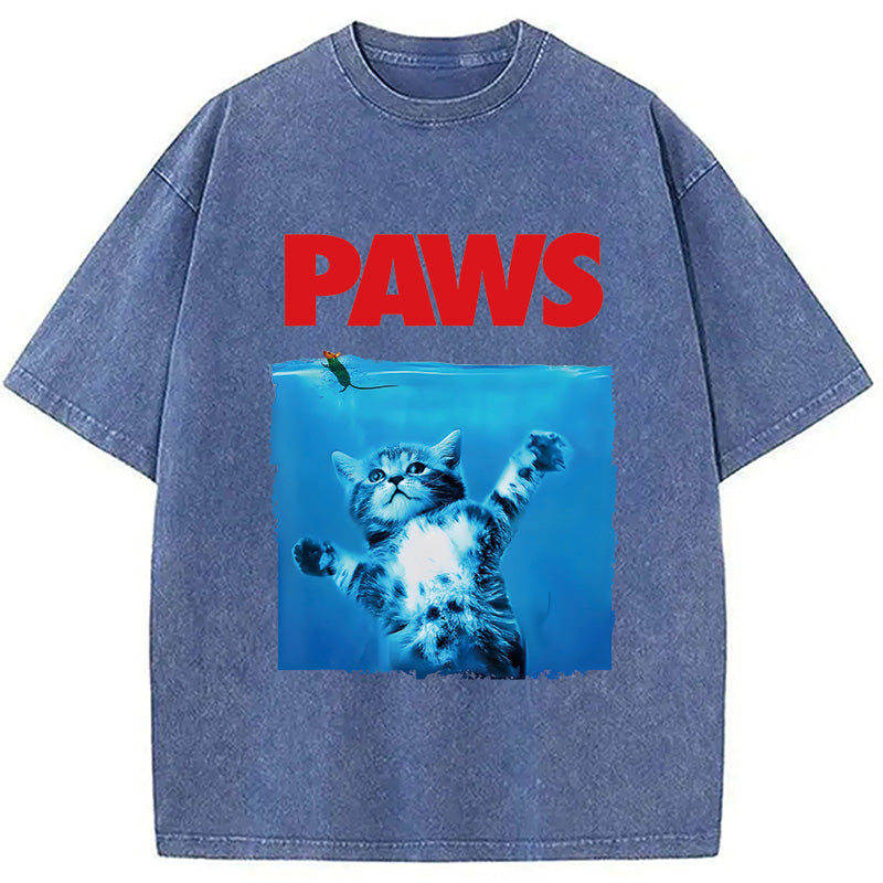 Paws Cat Meme Washed T-Shirt