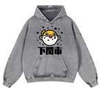 Puffer Fish Vintage Washed Thick Cotton Hoodie