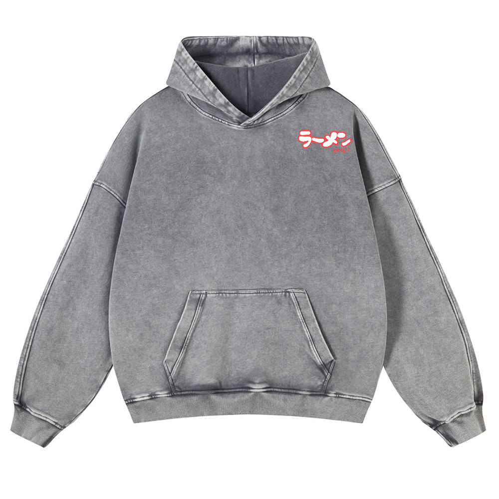Ramen Hero Vintage Washed Cotton Back Art Hoodie
