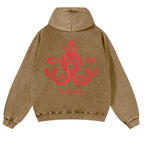 Octopus Vintage Washed Cotton Back Art Hoodie