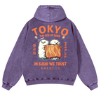 Sushi Vintage Washed Cotton Back Art Hoodie