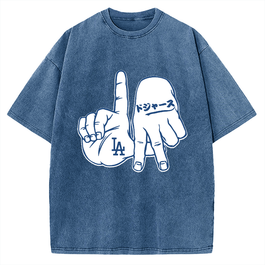 LA  Sign & Baseball Vintage Washed T-shirt