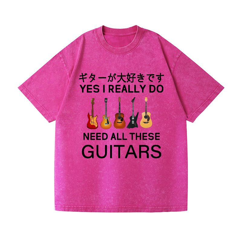 Guitars Vintage Wash Japanese Design T-Shirt