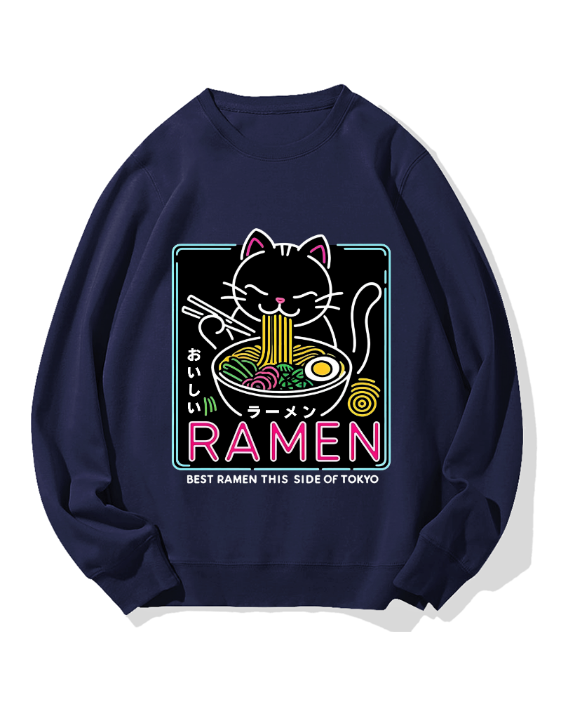 Neon Cat Ramen Cotton Sweatshirt