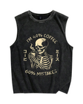 40% Coffee & 60% Mistakes Skull Vintage Distressed Washed Tank Top