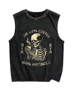 40% Coffee & 60% Mistakes Skull Vintage Distressed Washed Tank Top