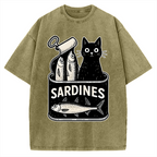 Cat And Canned Fish Vintage Washed T-shirt