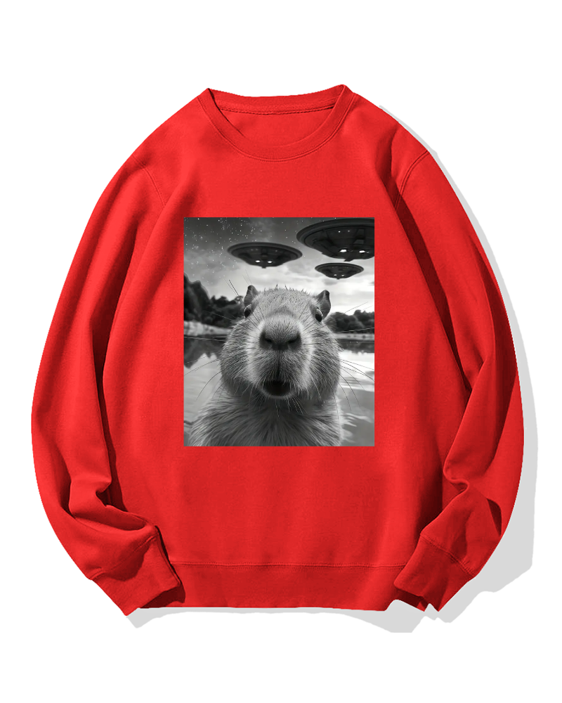 UFO and Capybara Cotton Sweatshirt