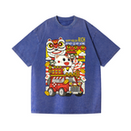 Lucky Cat Vintage Wash Japanese Design T-Shirt