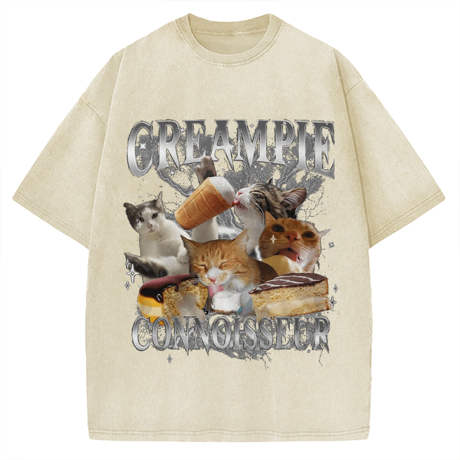 Creampie Connoisseur Meme Vintage Washed T-shirt