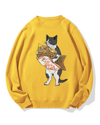Bicolor cat holding taiyaki Cotton Sweatshirt