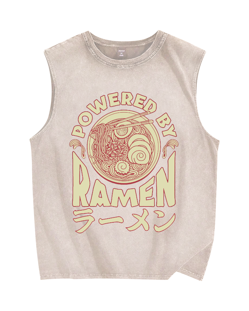Power By Ramen Japanese Vintage Distressed Washed Tank Top