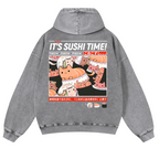 Sushi Vintage Washed Cotton Back Art Hoodie