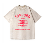 Sapporo Hokkaido Koinobori Vintage Wash Japanese Design T-Shirt