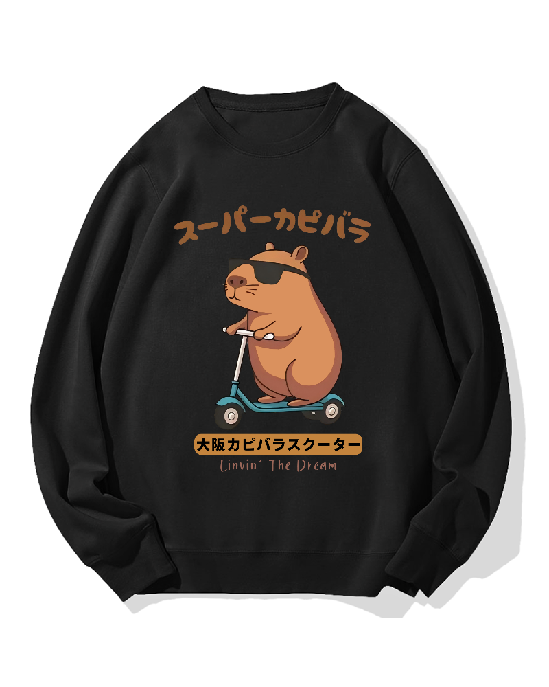 Osaka Capybara Scooter Cotton Sweatshirt
