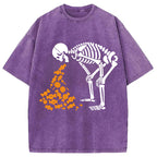 Candies Funny Halloween Skeleton Washed T-Shirt