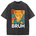 Funny Cat Bruh Meme Washed T-Shirt