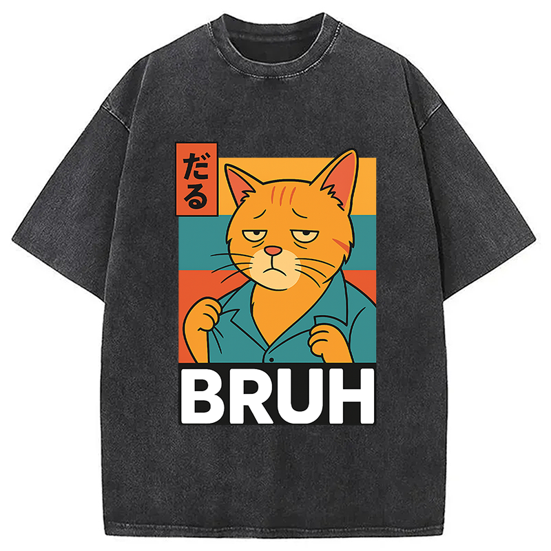 Funny Cat Bruh Meme Washed T-Shirt