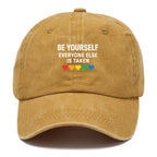 Inspirational Quote With Rainbow Hearts Washed Cap