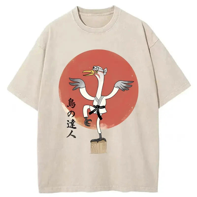 Karate Crane Japan Washed T-Shirt