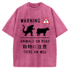 Animal On Road Vintage Washed T-shirt