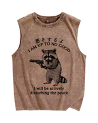 Raccoon Disturbing The Peace Vintage Distressed Washed Tank Top