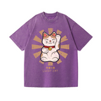 Lucky Cat Vintage Wash Japanese Design T-Shirt