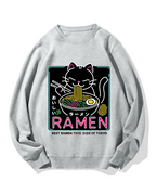 Neon Cat Ramen Cotton Sweatshirt