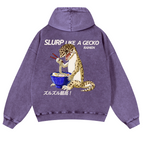 Gecko Vintage Washed Cotton Back Art Hoodie