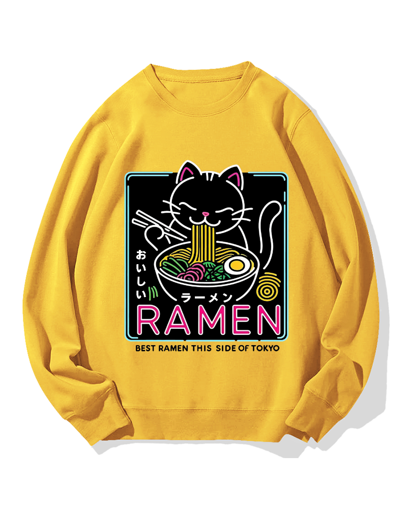 Neon Cat Ramen Cotton Sweatshirt