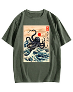 King Octopus Japanese Cotton casual T-shirt