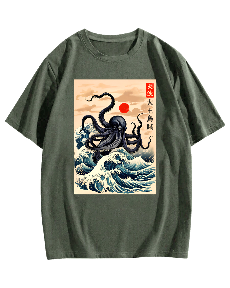 King Octopus Japanese Cotton casual T-shirt