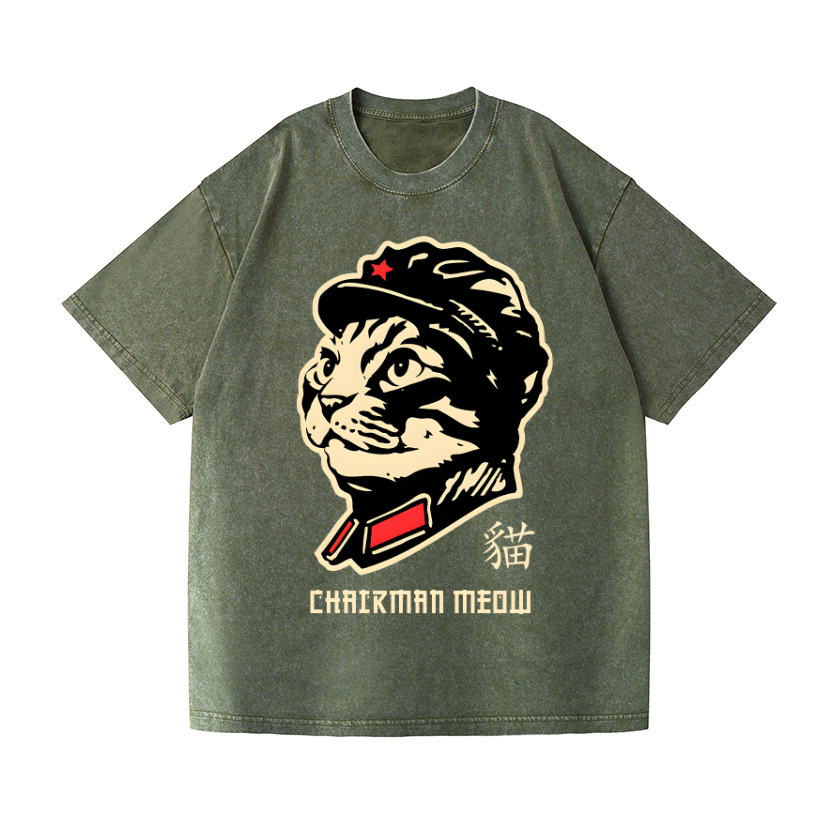 Chairman Meow Cat Vintage Wash Japanese Design T-Shirt