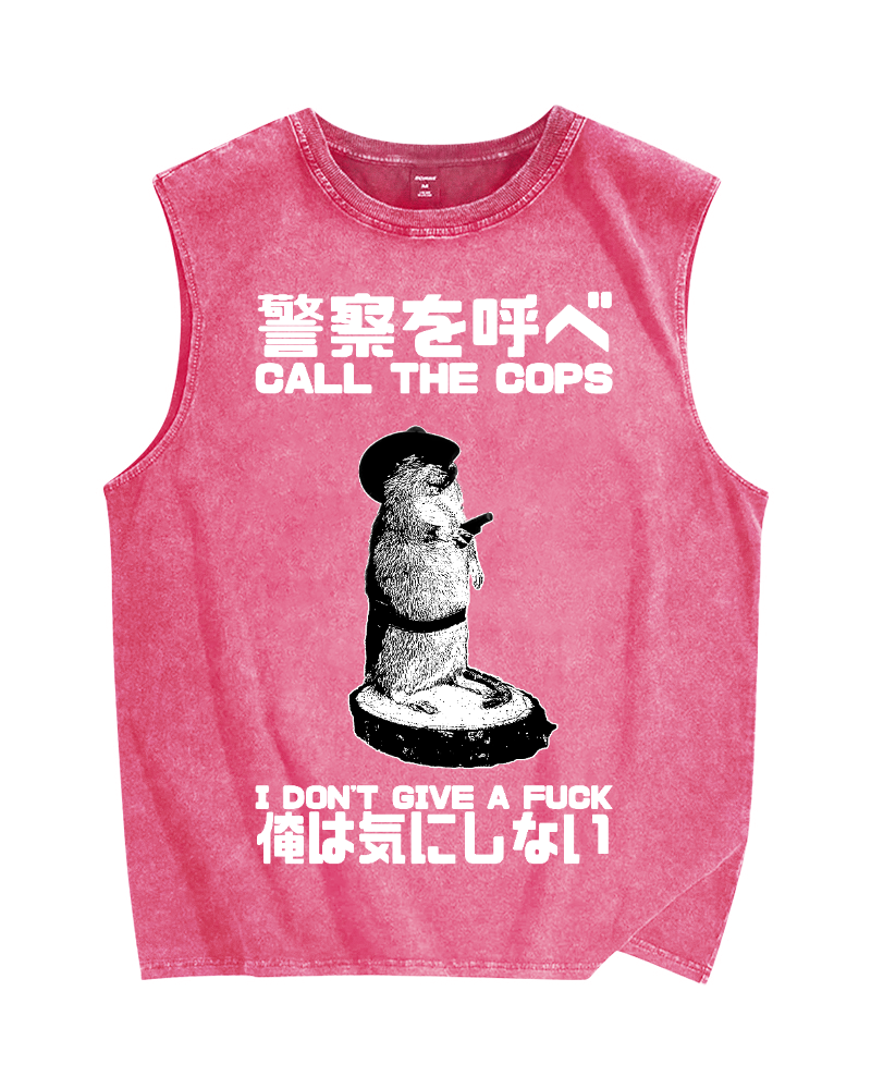 Call the cops I dont care Vintage Distressed Washed Tank Top