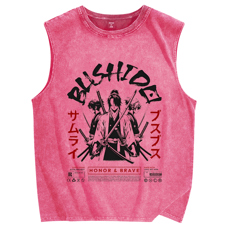 Samurai Japanese Warrior Bushido Vintage Distressed Washed Tank Top