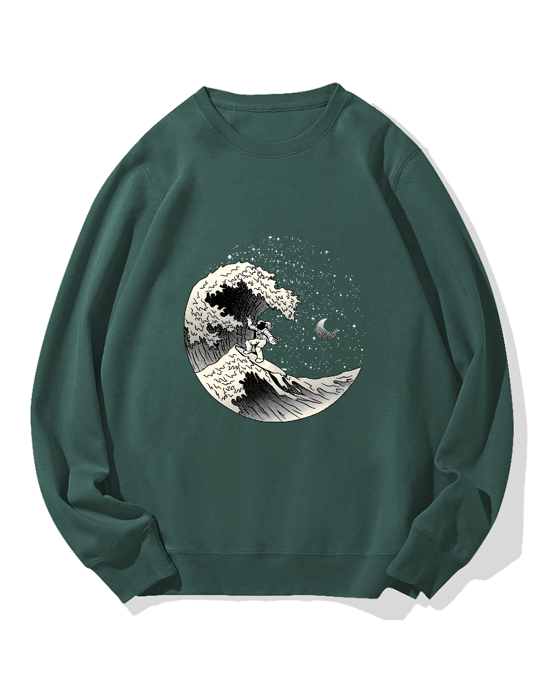 Astronaut surfing the waves Cotton Sweatshirt