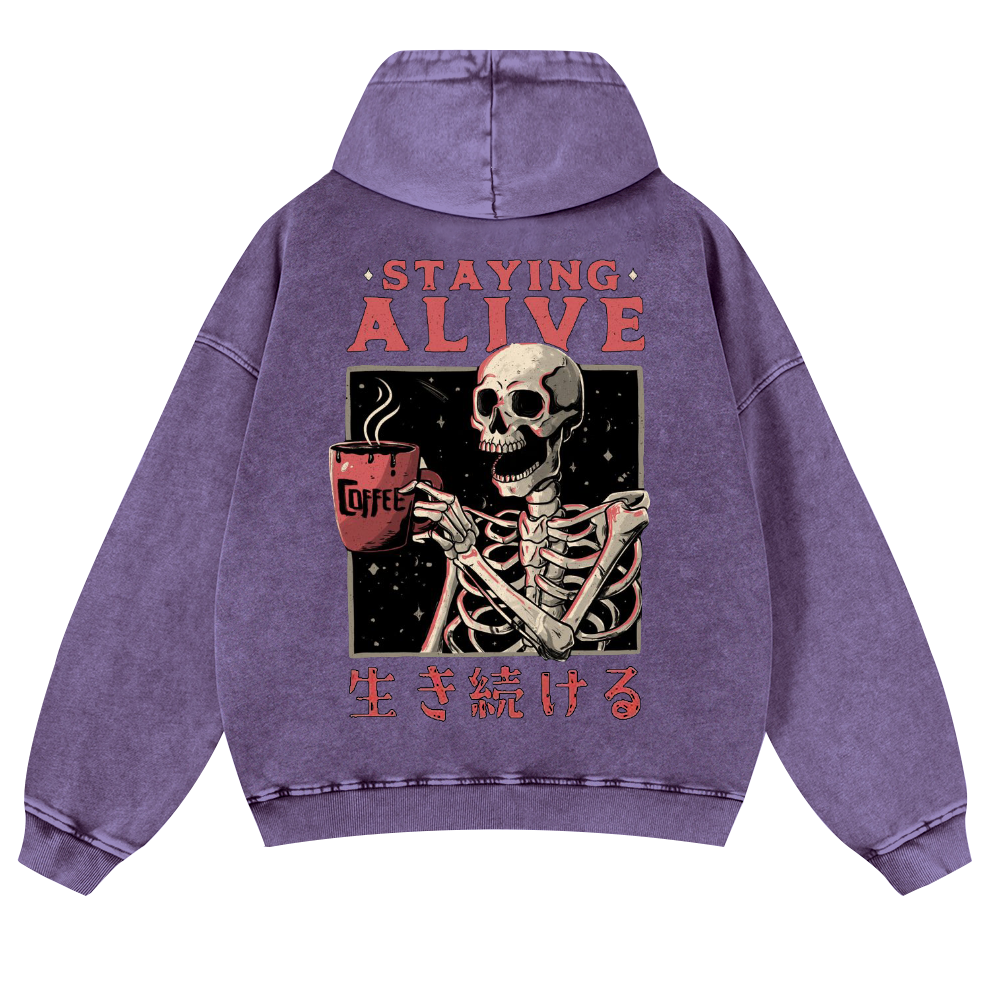 Skull Vintage Washed Cotton Back Art Hoodie