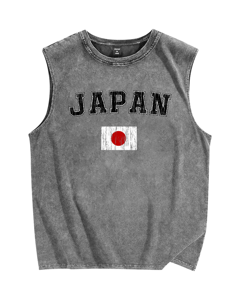 Japan Flag Vintage Distressed Washed Tank Top